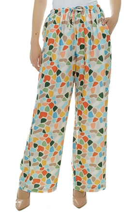COLLECTIVA NOIR-Pantaloni largi cu imprimeu multicolor